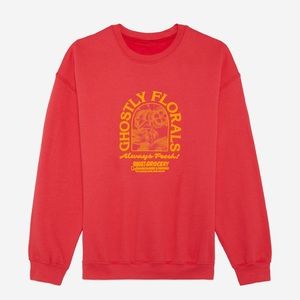 Ghostly Florals Crewneck - Lonely Ghost, Poppy XL